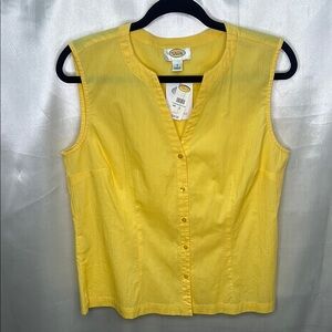 Talbots Yellow‎ Sleeveless Button Down V-Neck Top Women's Small